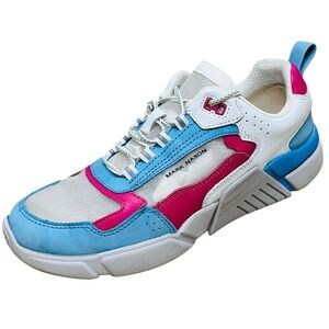 Marc Nason Los Angeles Sneaker Block West Leather & Tranparent/Mesh Shoes Sz 8